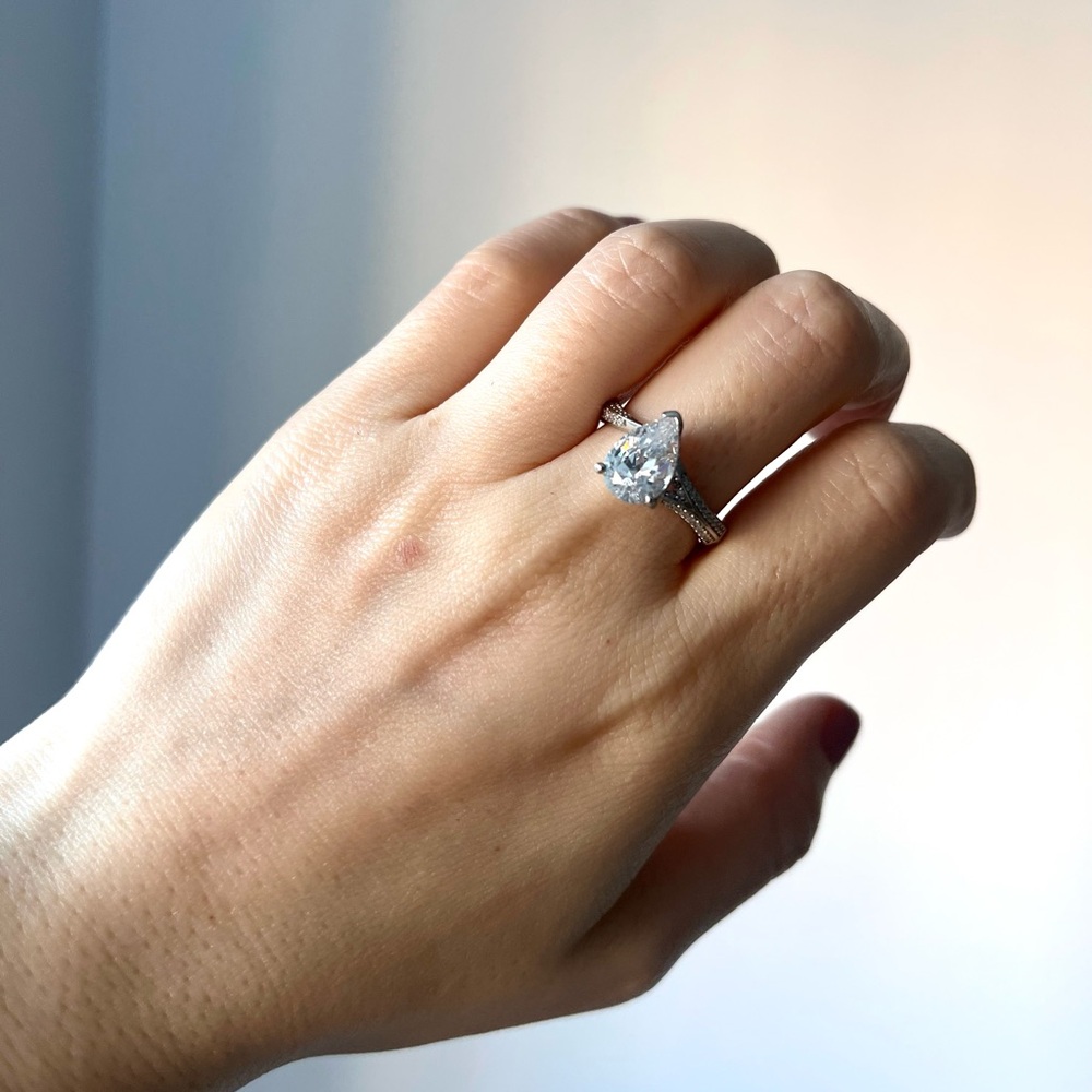 NEW Diamonique Fancy Engagement Diamond Ring